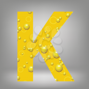 colorful illustration with beer letter K on a grey background