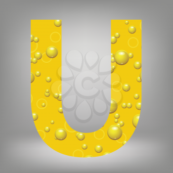colorful illustration with beer letter U on a grey background