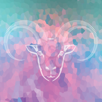  illustration with head of ram on a colorful background