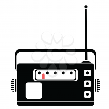  illustration with radio silhouette on white  background