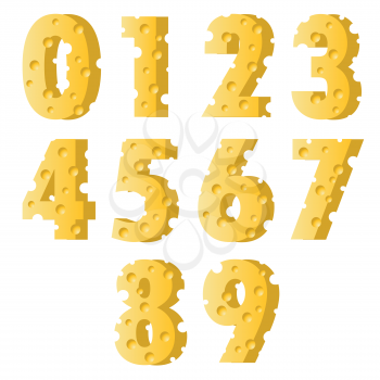colorful illustration  with cheese numbers  on white background