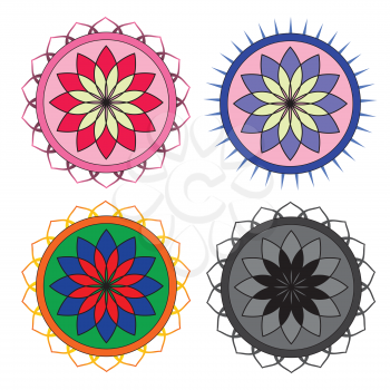 colorful illustration  with  abstract lotus ornaments on white background