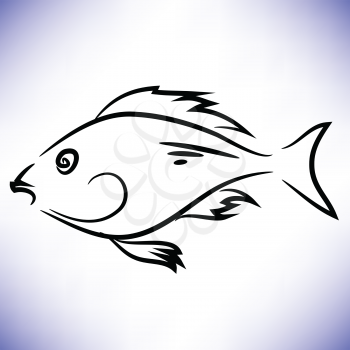  illustration  with fish  on white background