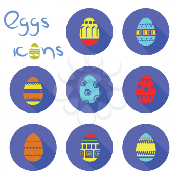 colorful illustration  with eggs icons on white background