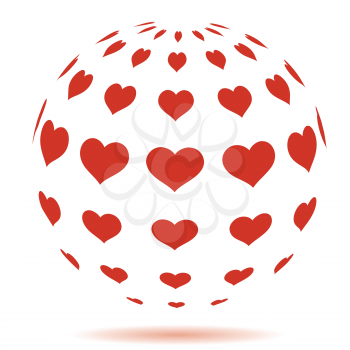 colorful illustration  with heart sphere on white background