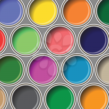 colorful illustration  with  oil paint buckets  on white background