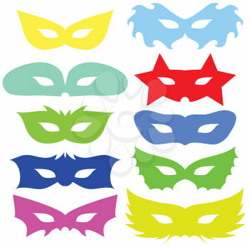 colorful illustration  with set of masks  on white background