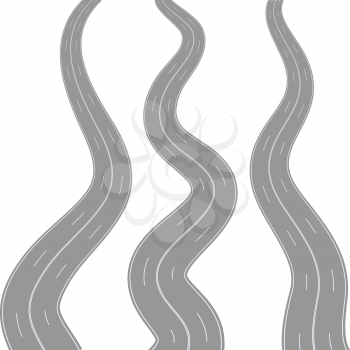 illustration  with  grey winding roads on white  background