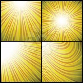 colorful illustration  with set of sun backgrounds on dark background