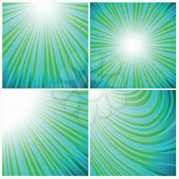 colorful illustration  with abstract green rays  background