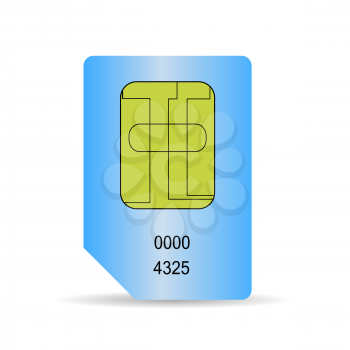 Blue SIM Card Isolated on White Background.