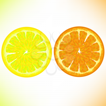 Lemon and Orange Isolated on White Background