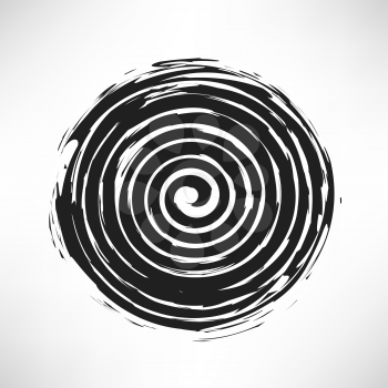 Black Spiral Grunge Pattern Isolated on White Background.
