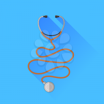 Medical Stethoscope Icon Isolated on Blue Background