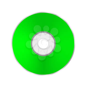 Green Compact Disc Isolated on White Background.
