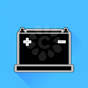 Car Battery Icon Isolated on Blue Background.