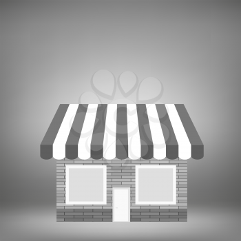 Grey Shop Icon on Grey Background for Your Design