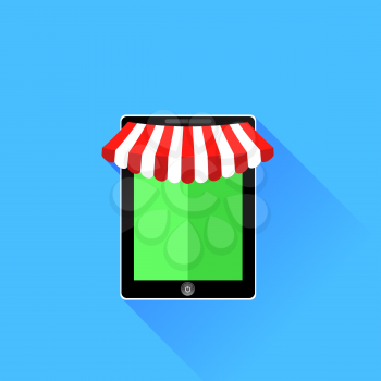 Mobile Store Icon Isolated on Blue Background.