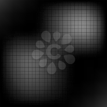 Halftone Isolated on Black Background. Dotted Abstract  Texture. Dirty Damaged Spotted Circles Pattern.