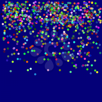 Falling Colorful Confetti Isolated on Blue Background.