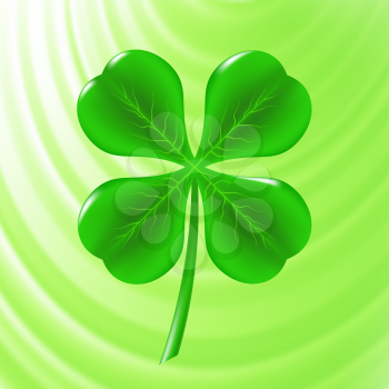 Green Clover Icon on Green Wave Background