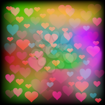  Romantic Colorful Hearts Background. Blurred Heart Pattern