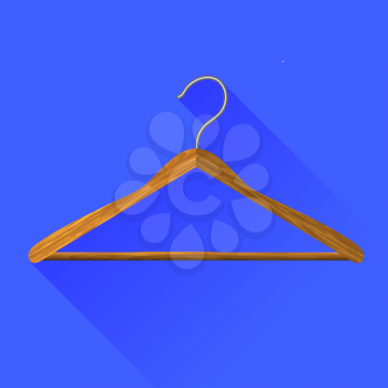 Coat Hanger Icon Isolated on Blue Background. Long Shadow