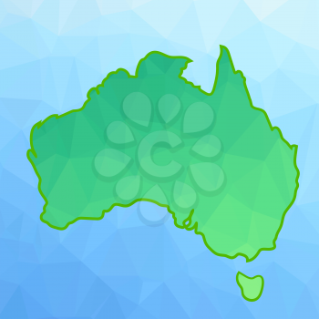Polugonal Map of Australia Isolated on Blue Background