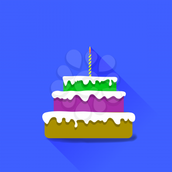 Sweet Birthday Cake Isolated on Blue Background