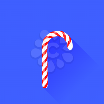 Candy Cane Icon Isolated on Blue Background
