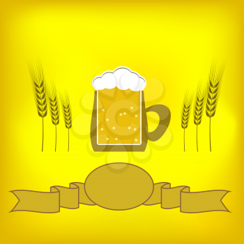 Beer Icon Isolated on Yellow  Background. Beer Label