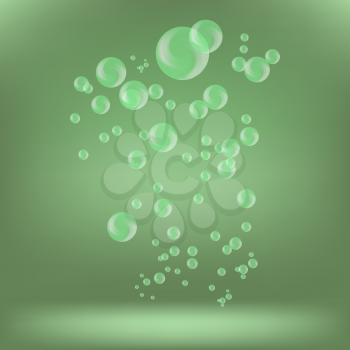 Green Bubbles Isolated on Green Soft Background