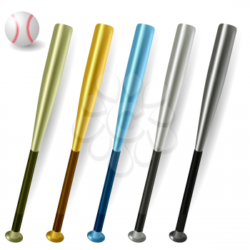 Baseball Bats and Ball Isolated on White Background
