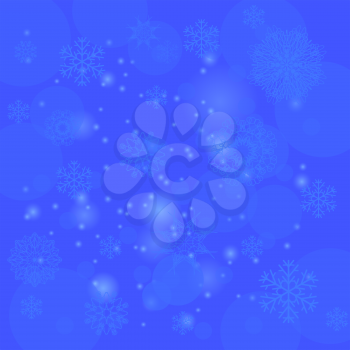 Abstract Winter Snow  Blue Background. Abstract Winter Pattern.  Snowflakes Background