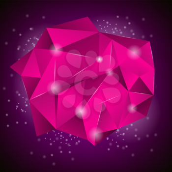 Pink Polygonal Stone Isolated on Dark Background