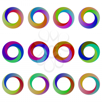 Set of Colorful Circle Icons Isolated on White Background