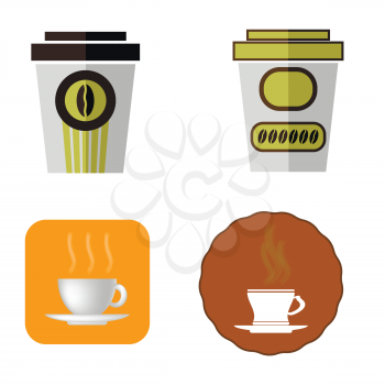 Cup of Coffee Icons Isolated on White Background