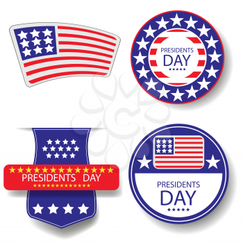 Presidents Day Icons Isolated on White Background