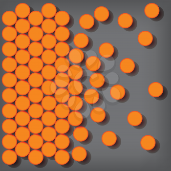 Set of Orange Pills Isolated on Gray Background