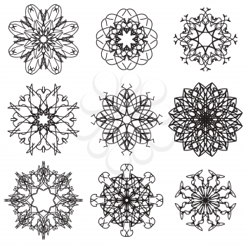 Set of Rosettes Isolated on White Background