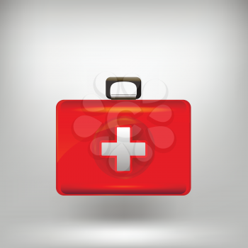 First Aid  Kit Isolated on Grey Soft Background