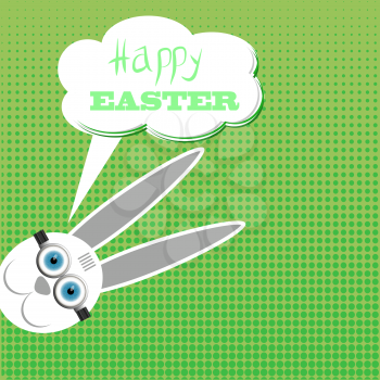 Easter Bunny. Greeting Card with  White Easter Rabbit.