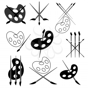 Set of Different Paint Brush Icons Isolated on White Background. Symbol of Painter