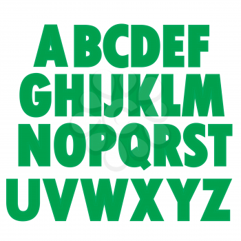 Green Textile Alphabet Isolated on White Background