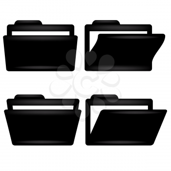 Black Folder Icon ISolated on White Background