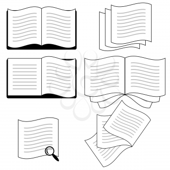 Set of Book Icons Isolated on White Background