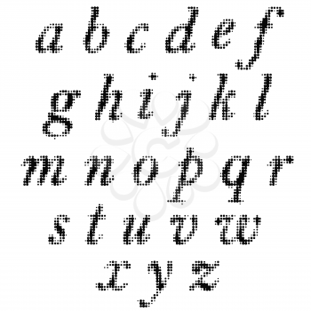 Black Alphabet Isolated on White Background. Set of Black Letters. Halftone Alphabet