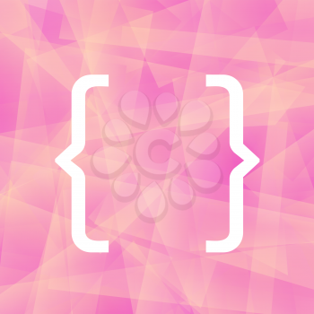 Curly Bracket Icon Isolated on Pink Polygonal Background
