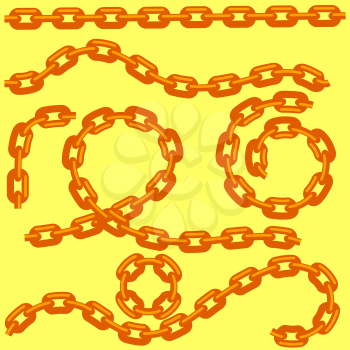 Metal Chain Set Isolated on Yellow Background