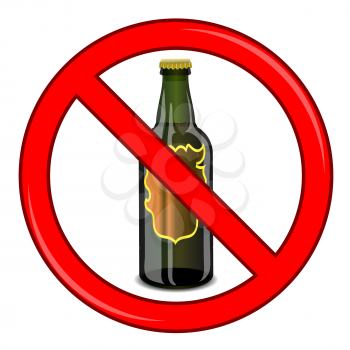 No Beer Sign Isolated on White Background. No Alcohol Allowed Sign.